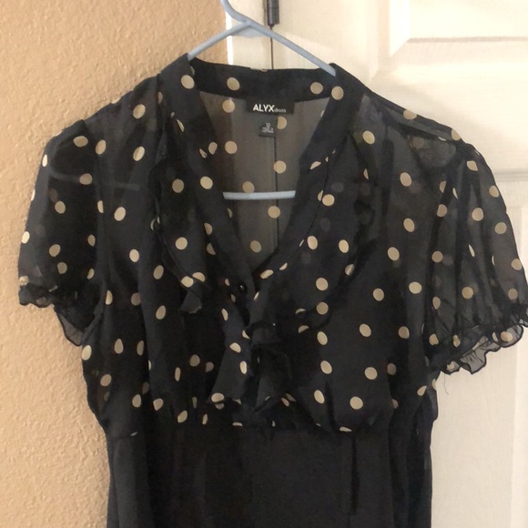 Women’s dress Alyx brand size 12 cream color polka dot and black dress - Picture 2 of 9